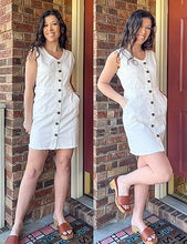 luvamia Women's Casual V Neck Sleeveless Jeans Button Down Denim Short Dress