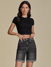 2025 Women's Casual Denim High Waist Pants Shorts Straight Leg Stretch Jeans