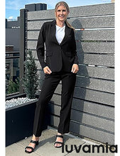 LUVAMIA Women's Blazer Set Business Casual Full Fit Blazer Jackets and Straight Pant Suits with Pockets