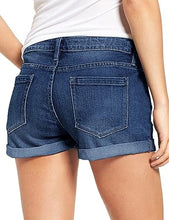 luvamia Women's Ripped Denim Jean Shorts Mid Rise Stretchy Folded Hem Short Jeans