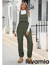 Women's No Stretch Adjustable Fleece Overalls Casual Jumpsuits With Pockets