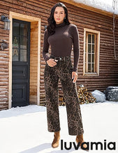 luvamia Wide Leg Jeans Woman Trendy High Waisted Leopard Cheetah Print Ankle Length Stretchy Denim Pants with Pockets