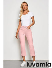 luvamia Capri Jeans for Women High Waisted Slim Straight Stretchy Denim Capris Pants Welt Pockets Casual Cropped Jeans