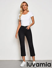luvamia Capri Jeans for Women High Waisted Slim Straight Stretchy Denim Capris Pants Welt Pockets Casual Cropped Jeans
