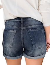 luvamia Women's Ripped Denim Jean Shorts High Waisted Stretchy Folded Hem Short Jeans