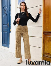 luvamia FleXclusive Wide Leg Jeans Woman Trendy High Waisted Leopard Cheetah Print Ankle Length Stretchy Denim Pants with Pockets