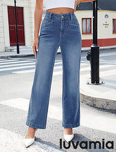 LUVAMIA Women's Wide-leg Jeans High Waist Fashion Jeans Trousers Jeans Versatile Commuter Style