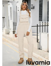 Women's No Stretch Adjustable Fleece Overalls Casual Jumpsuits With Pockets