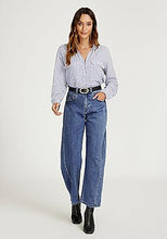LUVAMIA Women's Barrel Style High Waist Jeans Regular Fit Slight Stretch with pocket