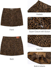 luvamia FleXclusive Skorts for Woman Leopard Cheetah Print Mini Skirt with Shorts High Waisted Trendy Cute Stretchy Side Slit Skort