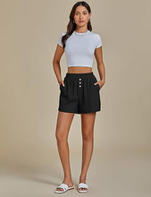 2025 Women's Relaxed Lightweight Shorts with Elastic Waistband and Front Button