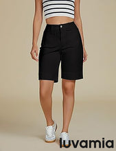 LUVAMIA Women's Knee-Length Bermuda Summer Denim Shorts Barely Shorts