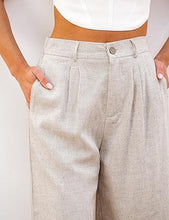 luvamia Bermuda Shorts for Women High Waisted Linen Dressy Casual Pleated Wide Leg Summer Shorts with Elastic Waist