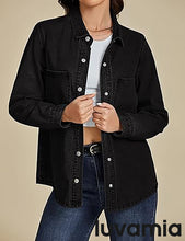 LUVAMIA Women's Relaxed Fit  Denim Slim Regular Pocket Jean Jacket Coat