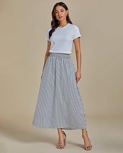 LUVAMIA Women's Summer Long Lightweight Flowy Skirt Stripe Maxi Fashion