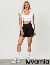 LUVAMIA Women's Brief High-Waisted Elastic-Waist Athletic Wide-Leg Shorts