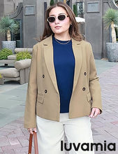 LUVAMIA Women Suit Jacket Double-Breasted Business Casual Long Sleeve Suiting Blazers