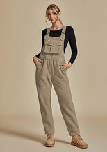 Women's No Stretch Adjustable Fleece Overalls Casual Jumpsuits With Pockets