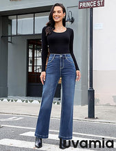 luvamia Flare Jeans for Women Thin Fleece Lined High Waisted Wide Leg Trendy Fall Stretchy Denim Pants Trouser Jeans