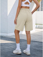 luvamia Hiking Shorts for Women Bermuda Knee Length Cargo Pull On Quick Dry Elastic Waist Sport 9'' Inseam Long Shorts