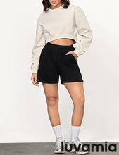 LUVAMIA Women's High Waist Elastic Waistband Shorts Regular Comfort Silhouette
