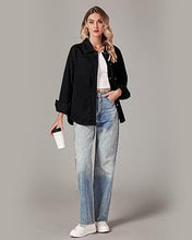 LUVAMIA Denim Jackets for Women Trendy Long Sleeve Button Down Shirt Jacket with Pocket