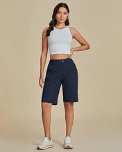 LUVAMIA Bermuda Shorts for Women's Knee Length Casual Lightweight Breathable Summer High Waisted Knee Length Shorts