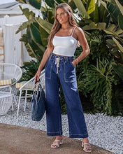 luvamia FleXclusive Wide Leg Jeans for Women Trendy High Waisted Elastic Waist Paperbag Drawstring Stretchy Denim Pants Trouser Jeans