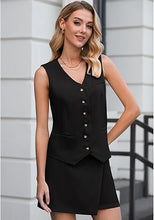 LUVAMIA Women's Business Vest Suit Set Sleeveless Blazer Skirt Outfit Workwear Matching