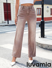 LUVAMIA Women's Wide-leg Jeans High Waist Fashion Jeans Trousers Jeans Versatile Commuter Style