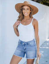 luvamia Jean Shorts for Women High Wasited Trendy Stretchy Crossover Wasit Denim Shorts Raw Hem Casual Summer Pockets