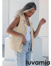 Women's Lapel Sleeveless Business Casual Moderate Cardigan With Pocket