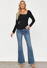 LUVAMIA Fitted Long Sleeve Slim Women Y2K Shirts Raglan Mega Stretch Top Blouses