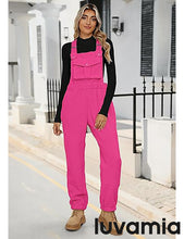 Women's No Stretch Adjustable Fleece Overalls Casual Jumpsuits With Pockets