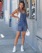 luvamia FleXclusive Denim Overalls for Women Loose Fit Baggy Jean Shorts Overall Bib Summer Casual Stretchy Adjustable Shortalls