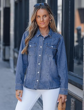 luvamia FleXclusive Denim Shirts for Women Long Sleeve Button Down Chambray Relaxed Fit Western Jean Shirts Casual Collared Jean Top