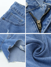 luvamia Jean Shorts for Women High Waisted Distressed Stretchy Denim Shorts Ripped Raw Hem Summer Casual Cut Off Shorts
