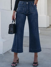 luvamia Wide Leg Jeans for Women Trendy High Waisted Flare Jeans Cropped Denim Pants Stretchy Baggy with Patch Pockets