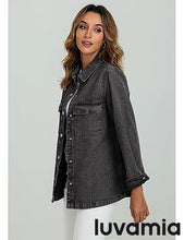 luvamia 2025 Jean Jackets for Women Fashion Oversized Button Down Denim Jacket Western Fall Shacket Jacket with Pockets