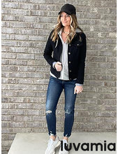 luvamia Women's Basic Button Down Stretch Fitted Long Sleeves Denim Jean Jacket