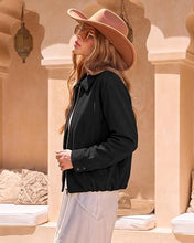 luvamia Faux Suede Jackets for Women Oversized Fall Coats Cropped Outerwear Zip Up, Long Sleeve, Slash Pockets, Modern Western Boho, Lapel Collar, Oversized Bomber Jacket, Drop Shoulder, Gathered Hem