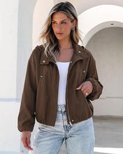 luvamia Women's Funnel Neck Jacket Casual Crop Zip Up Hooded Bomber Jackets Trendy, Oversized, Long Sleeve, Stand Collar, Elastic Cuff and Hem, Cropped, Funnel Neck Jacket Coats for Women, Fall Outfits