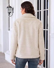 luvamia Faux Fur Jackets for Women Fall Coats Oversized Winter Outerwears Short Pile Surface, Side Pockets, Wide Lapel Collar, Dropped Shoulder, Fall Winter Layering, Snap Button Closure, Open Front
