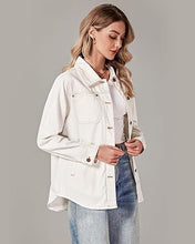 LUVAMIA Denim Jackets for Women Trendy Long Sleeve Button Down Shirt Jacket with Pocket