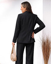 luvamia Pants Suits Women 2 Piece Double Breasted Business Casual Outfits Classic Notch Lapel, Wide Leg Pants, Structured Shoulders, Professional Dressy Pantsuit Set, Office Chic, 2026 Fall Fashion