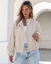 luvamia Women's Funnel Neck Jacket Casual Crop Zip Up Hooded Bomber Jackets Trendy, Oversized, Long Sleeve, Stand Collar, Elastic Cuff and Hem, Cropped, Funnel Neck Jacket Coats for Women, Fall Outfits