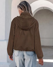 luvamia Women's Funnel Neck Jacket Casual Crop Zip Up Hooded Bomber Jackets Trendy, Oversized, Long Sleeve, Stand Collar, Elastic Cuff and Hem, Cropped, Funnel Neck Jacket Coats for Women, Fall Outfits