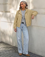 luvamia Women's Funnel Neck Jacket Casual Crop Zip Up Hooded Bomber Jackets Trendy, Oversized, Long Sleeve, Stand Collar, Elastic Cuff and Hem, Cropped, Funnel Neck Jacket Coats for Women, Fall Outfits