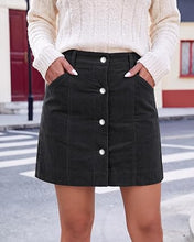 luvamia Corduroy Skirt Women Button Fly Trendy Stretchy Short Fall Skirts Elastic Waist Back, Functional Pockets, Stretchy, Soft Corduroy, Fall Skirts For Women Dressy Casual, Fall Outfits For Women