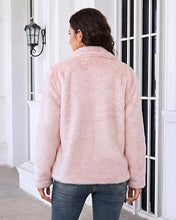 luvamia Faux Fur Jackets for Women Fall Coats Oversized Winter Outerwears Short Pile Surface, Side Pockets, Wide Lapel Collar, Dropped Shoulder, Fall Winter Layering, Snap Button Closure, Open Front